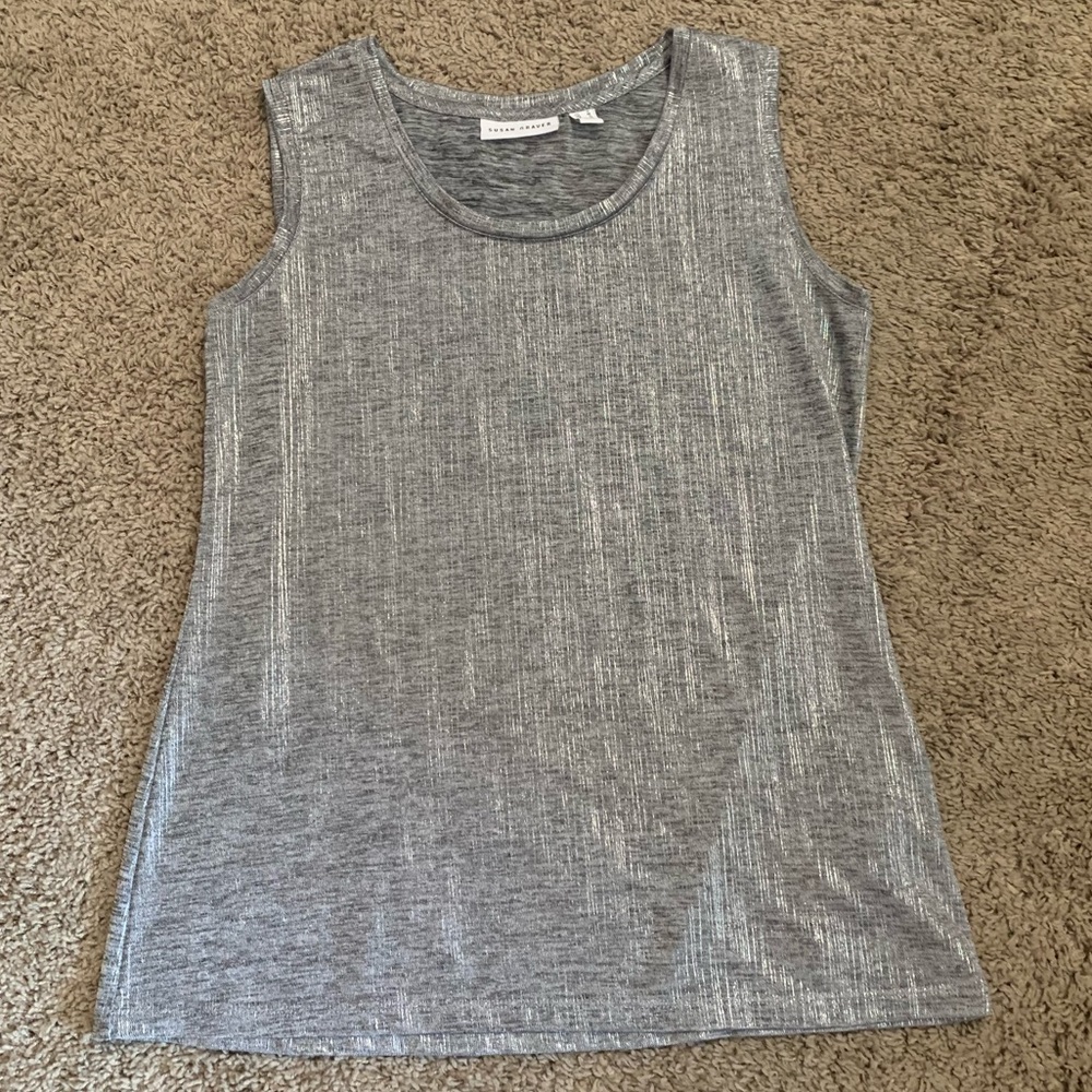 Susan Graver Silver Tank Top Blouse Small